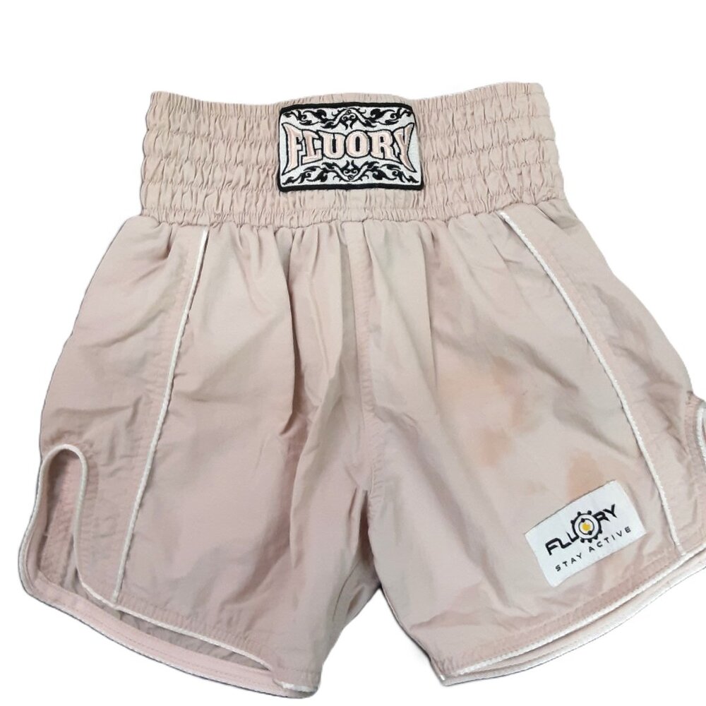 Fluory Girls Running Shorts Size Medium Pink Pullon Inseam 4" Spots/Front